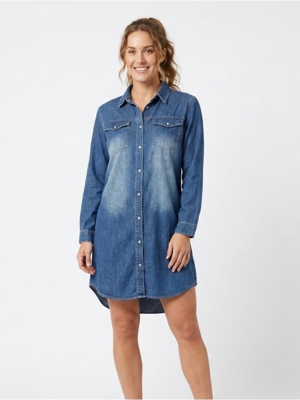 Source Unknown Denim Shirt Dress - Blue